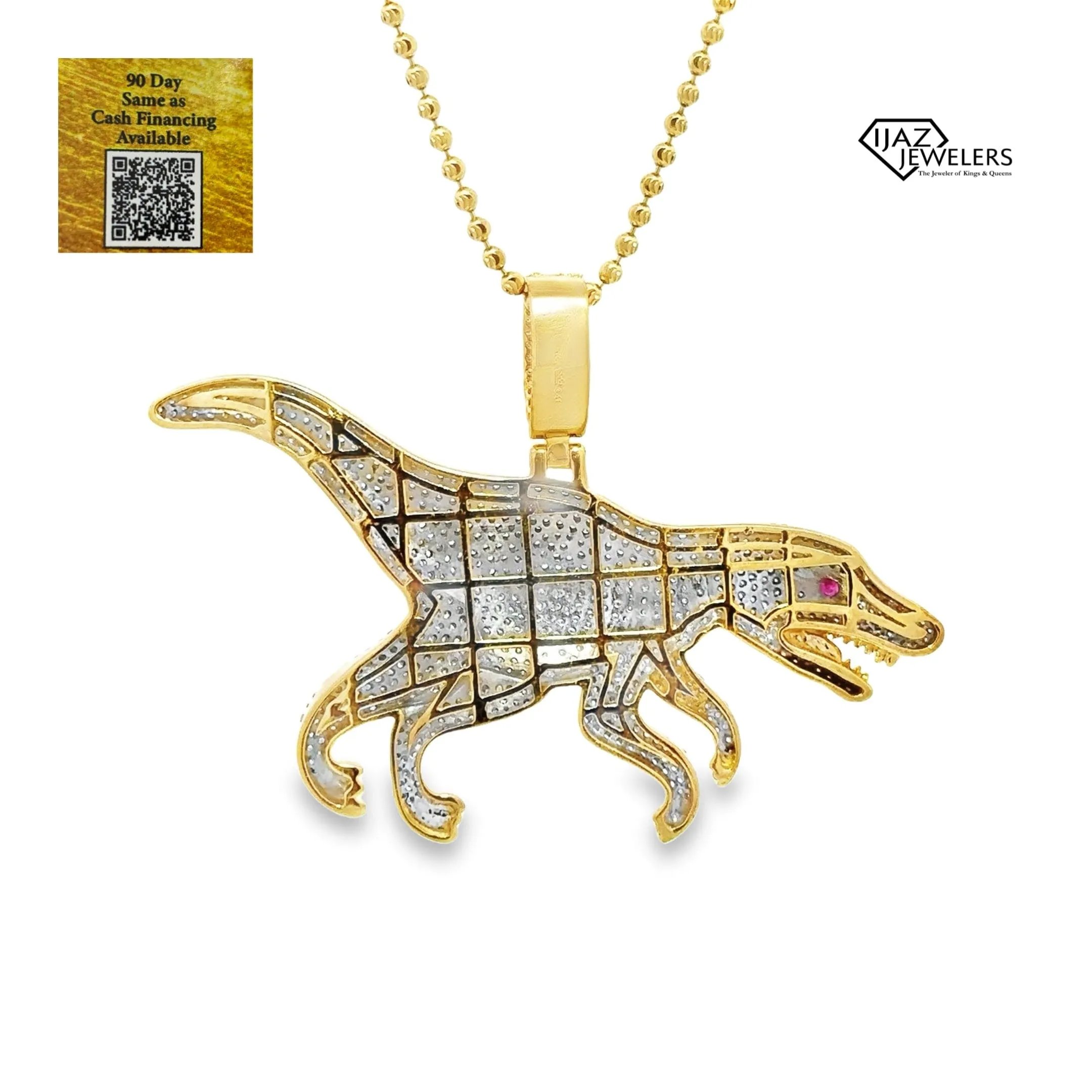 10K Gold 3.41 CTW Diamond T-Rex Charm