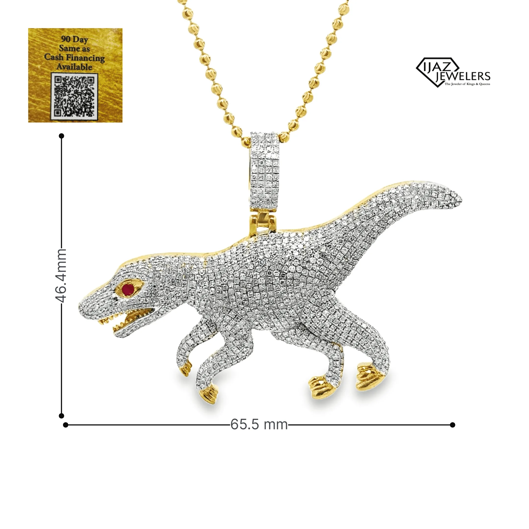 10K Gold 3.41 CTW Diamond T-Rex Charm