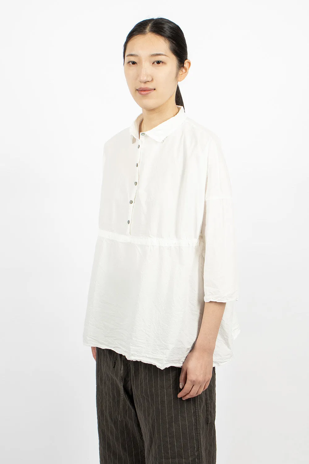 12_117 Drawstring Collar Shirt TC Milk