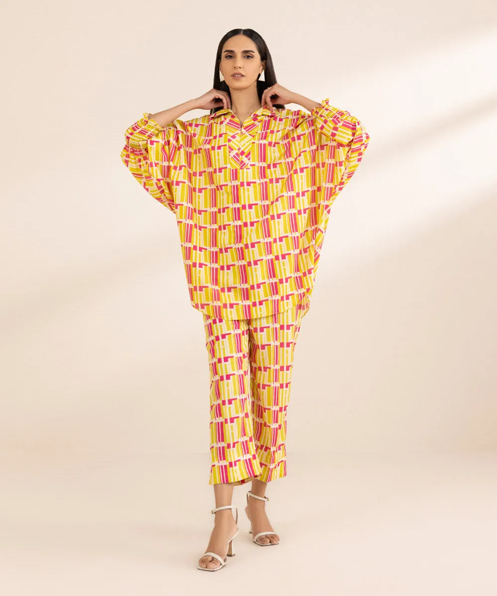 2 Piece - Printed Silk Suit