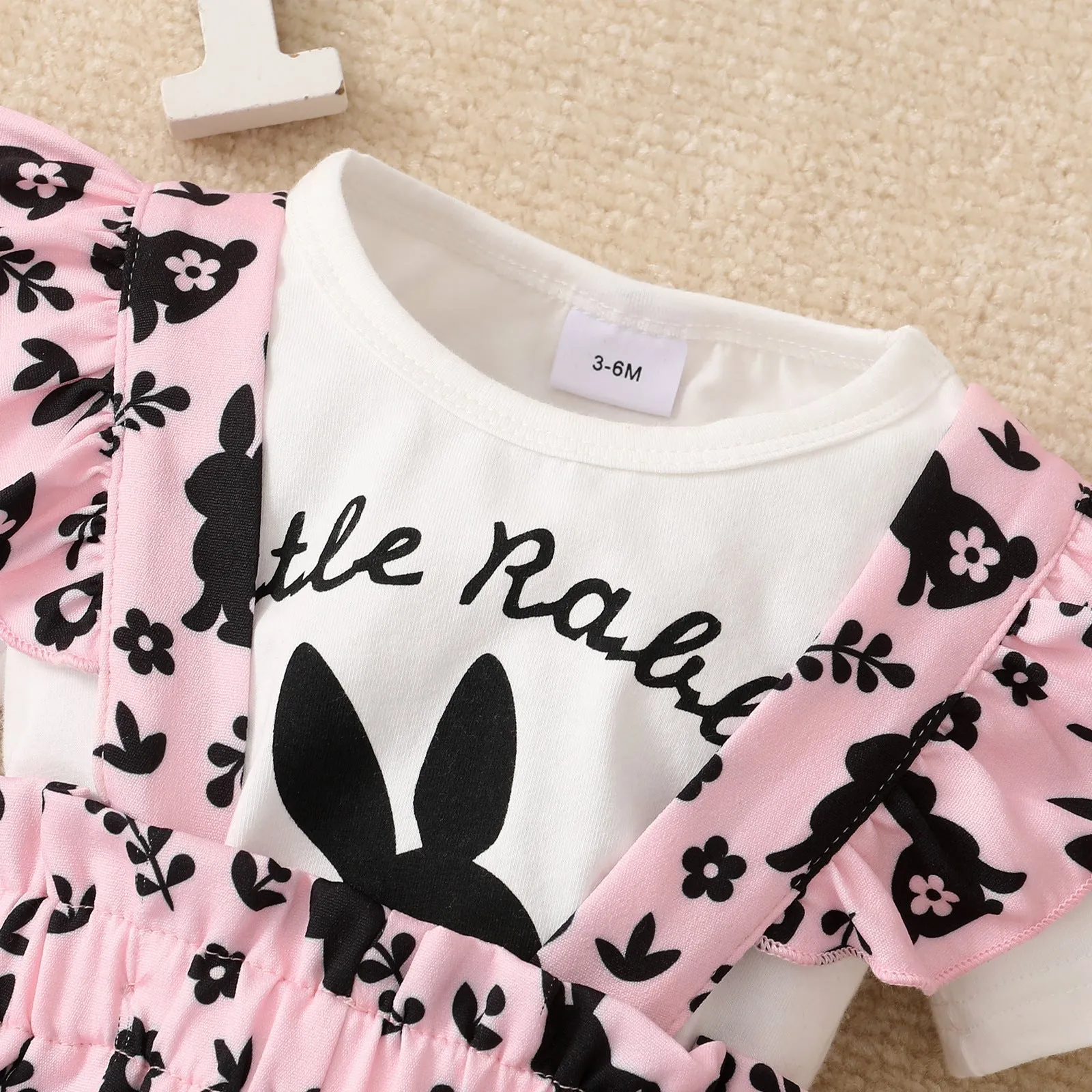 2 Pieces Set Baby Girls Rabbit Cartoon Print T-Shirts And Rompers