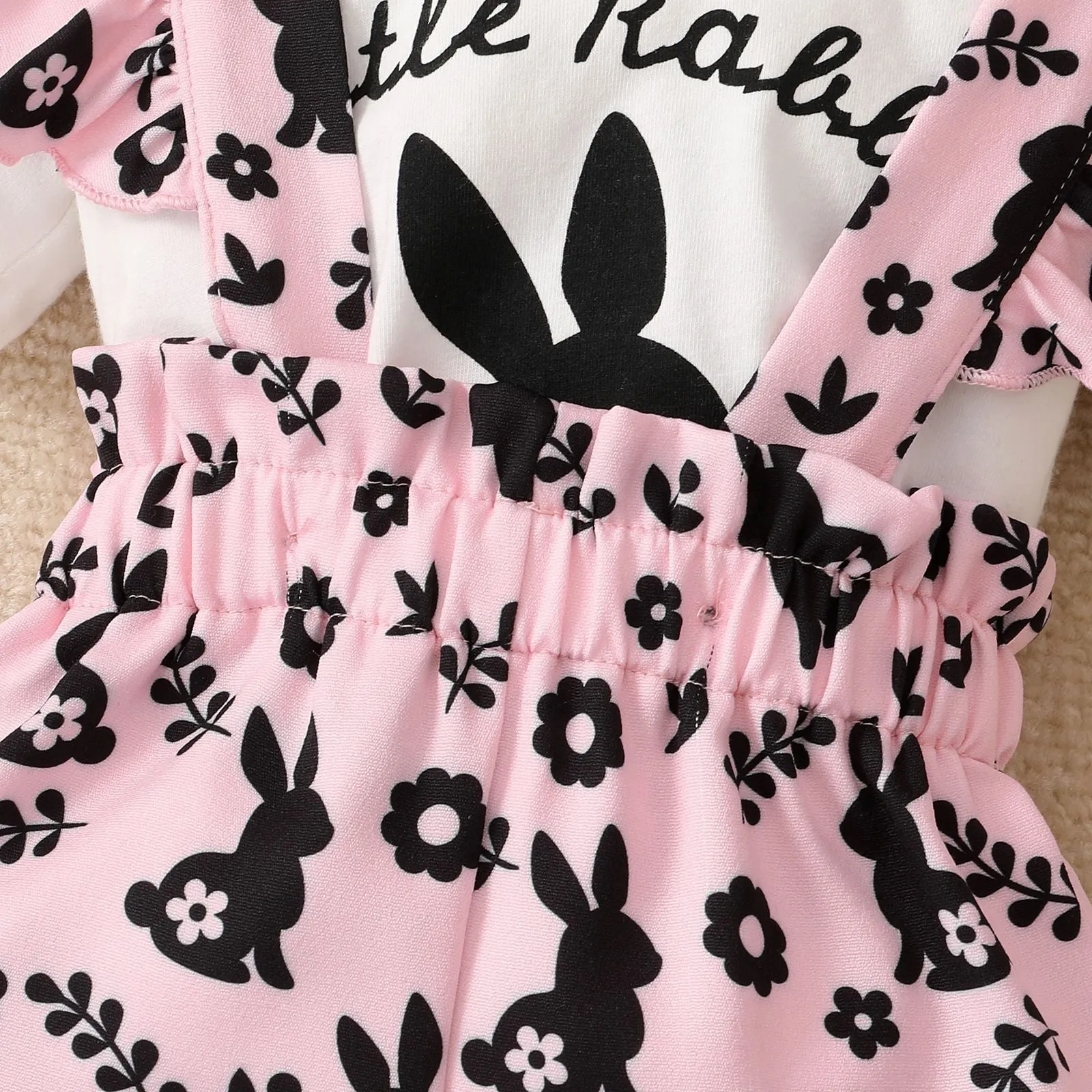 2 Pieces Set Baby Girls Rabbit Cartoon Print T-Shirts And Rompers