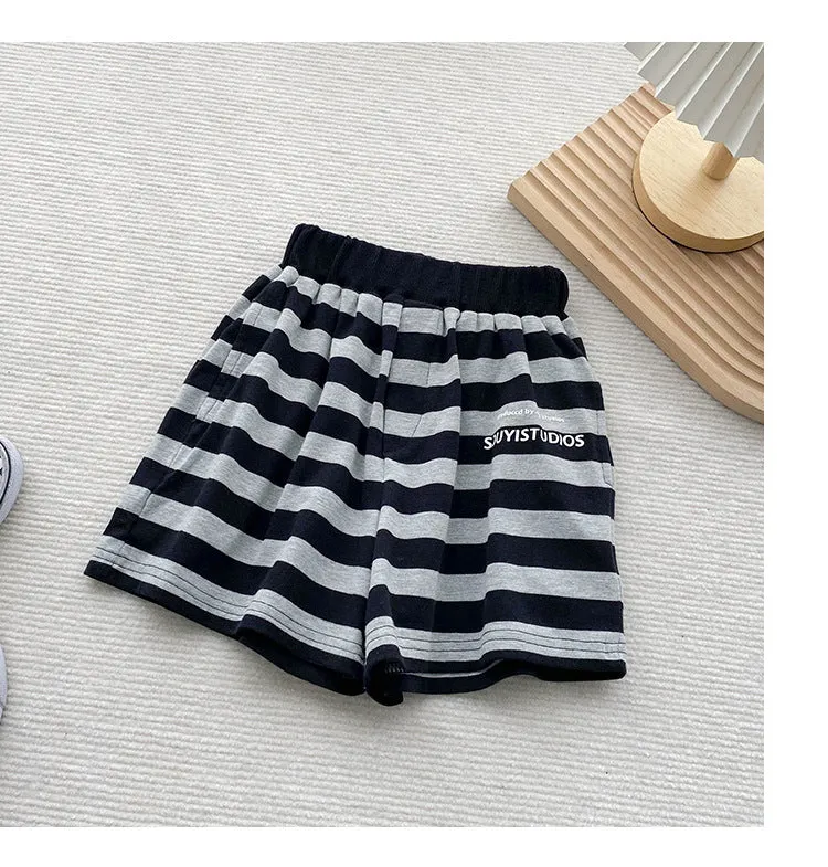 2 Pieces Set Baby Kid Boys Striped T-Shirts And Shorts