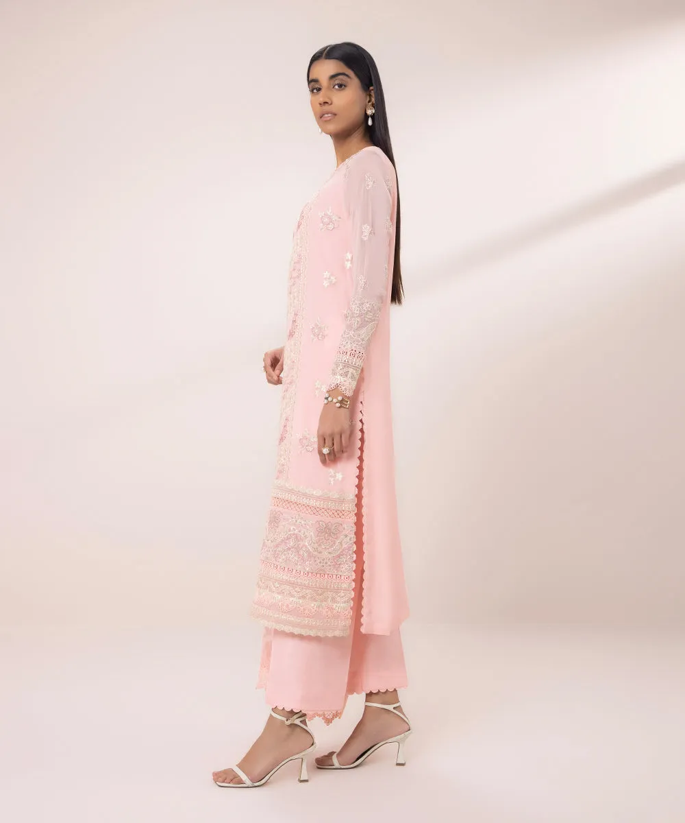 3 Piece - Embroidered Chiffon Suit