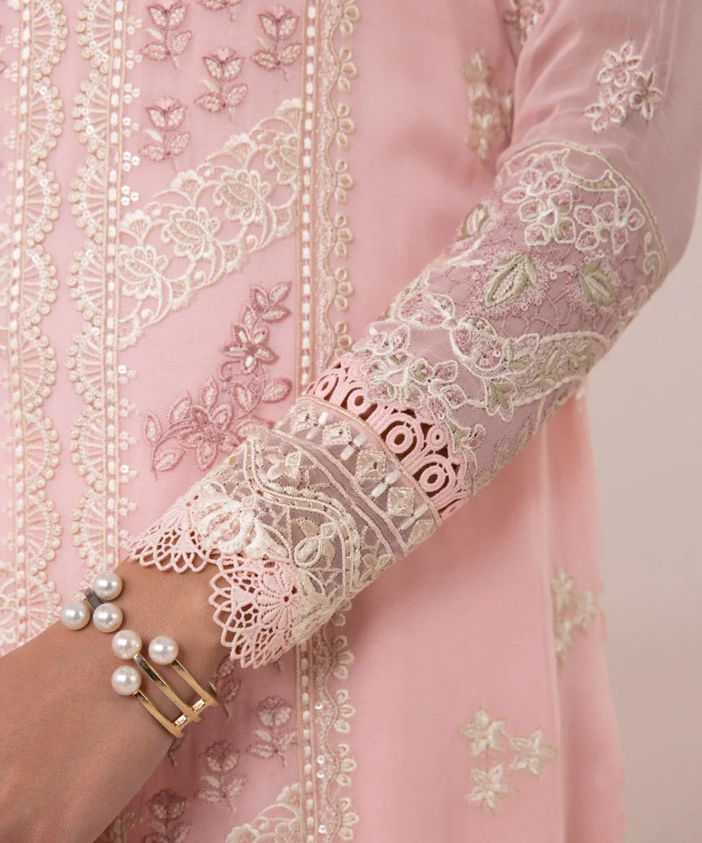 3 Piece - Embroidered Chiffon Suit