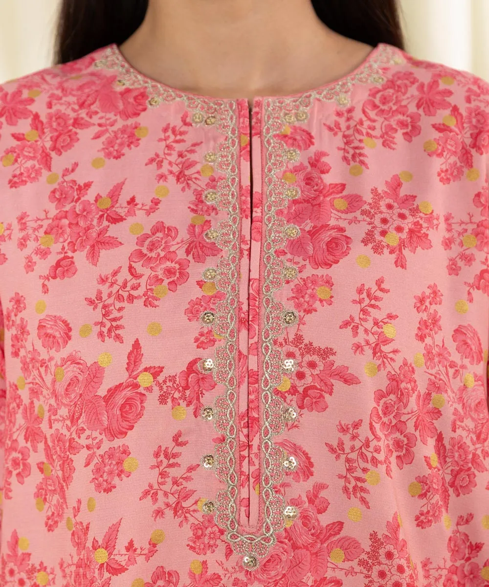 3 Piece - Embroidered Raw Silk Suit