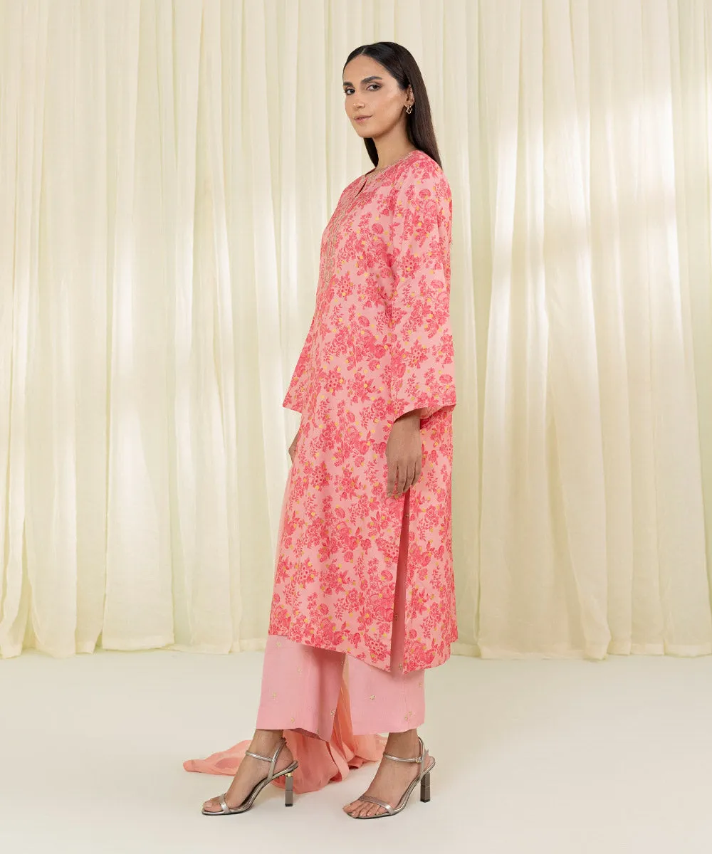 3 Piece - Embroidered Raw Silk Suit