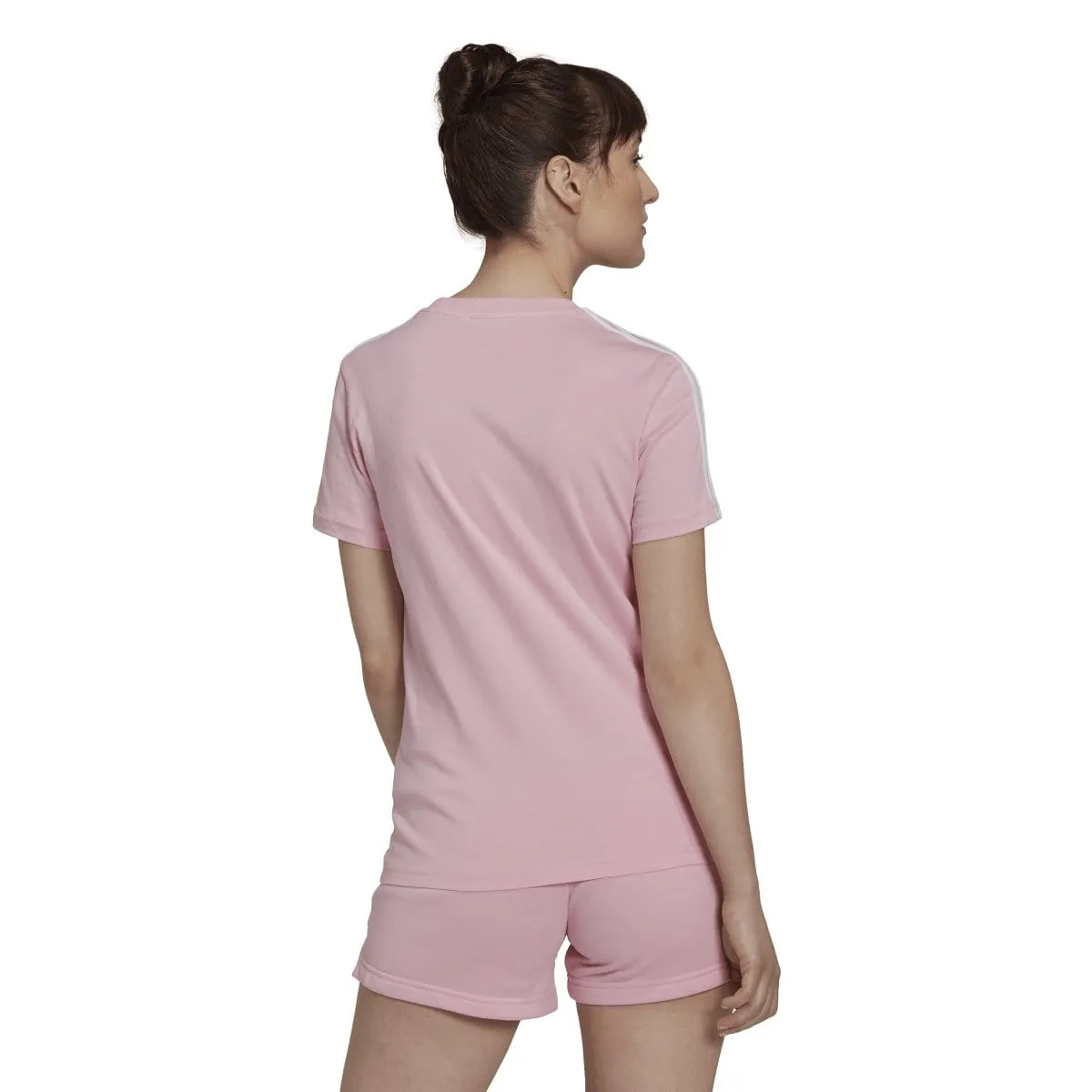 ADIDAS WOMEN'S LOUNGEWEAR ESSENTIALS SLIM 3-STRIPES PINK TEE