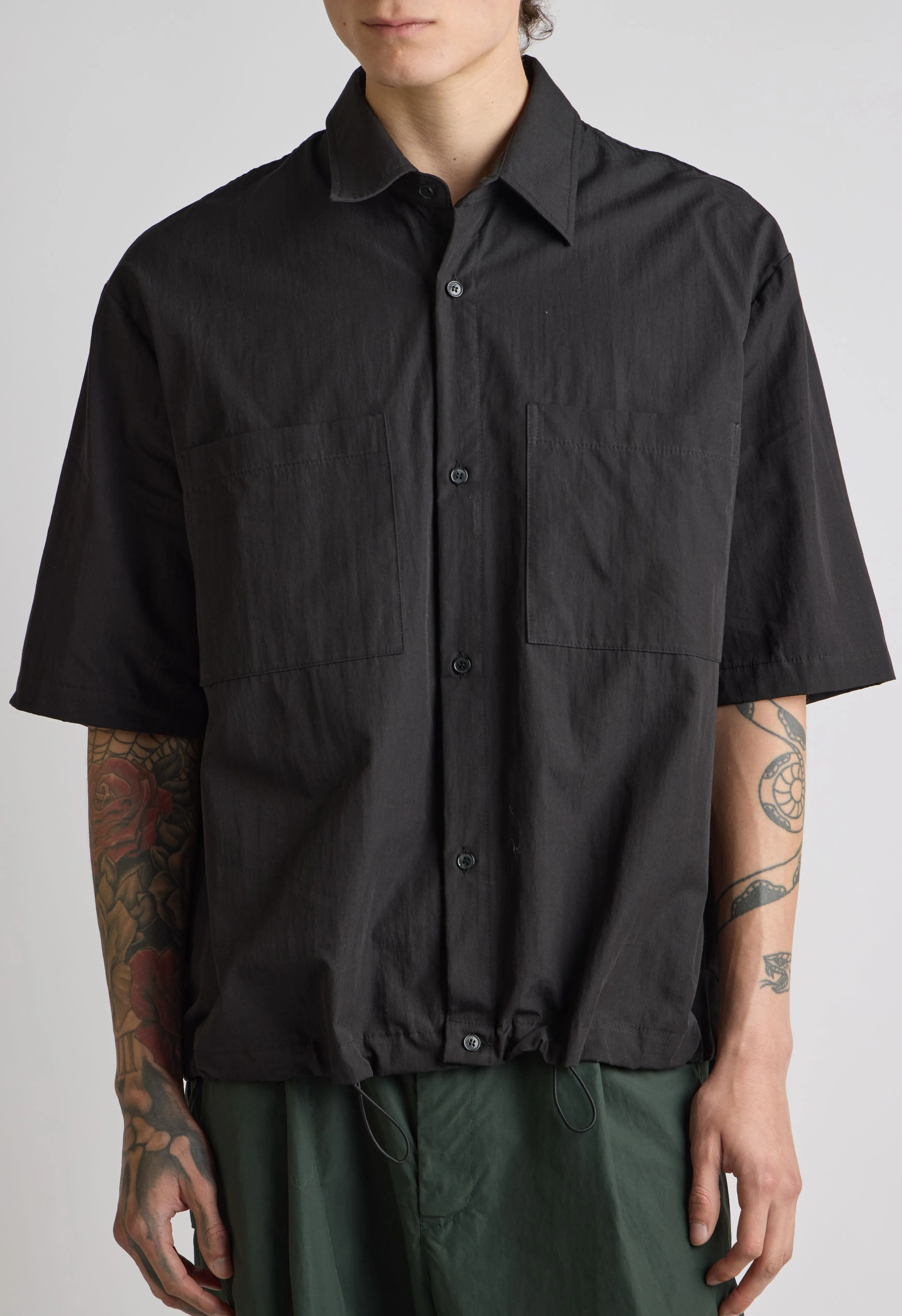 Adjustable Waist Button Up in Black