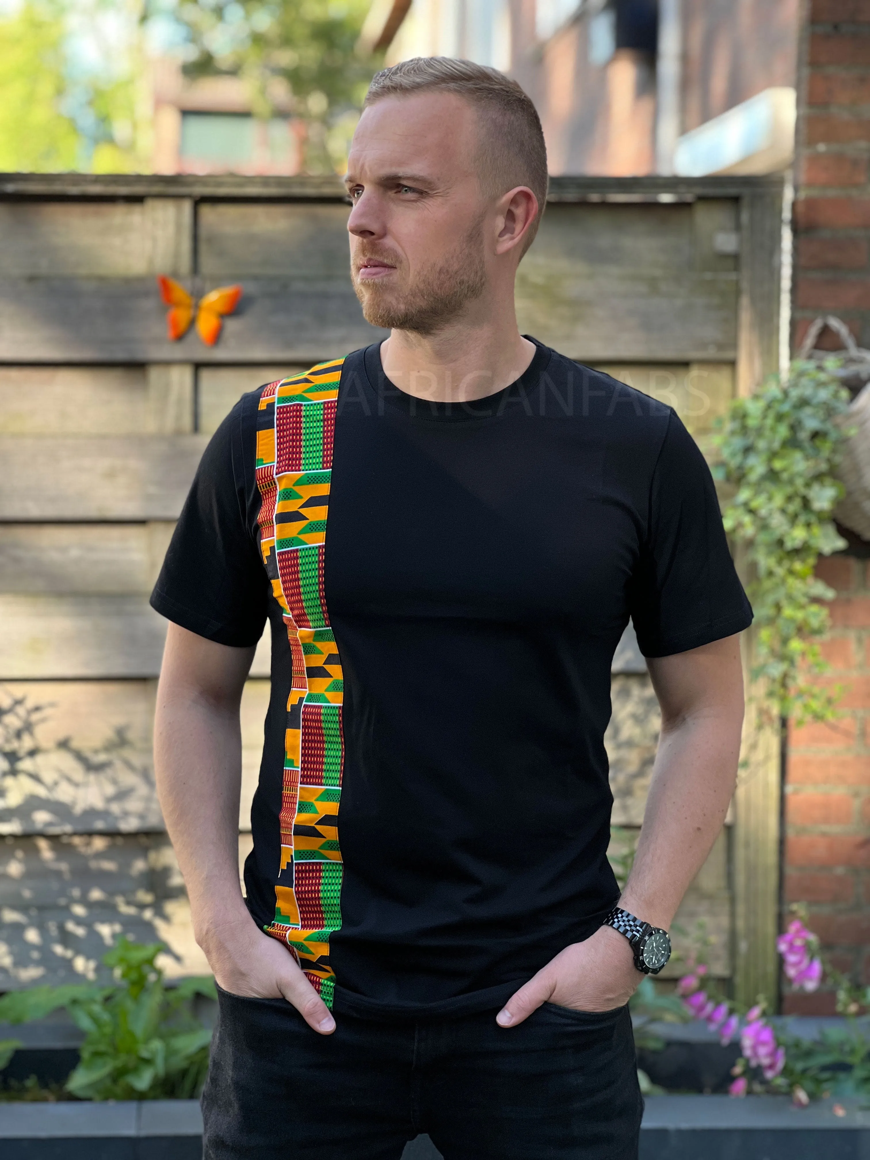 African Kente Print Mens' T-shirt (slim fit)