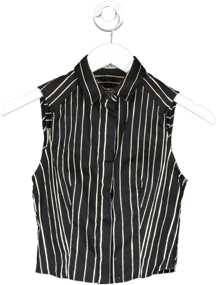 Alice   Olivia Black Striped Sleeveless Shirt UK XS