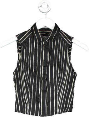 Alice   Olivia Black Striped Sleeveless Shirt UK XS