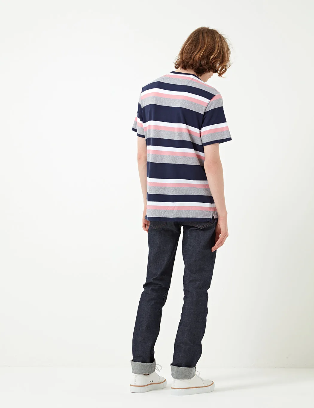 Barbour Foundry Stripe T-shirt - Navy Blue/Pink