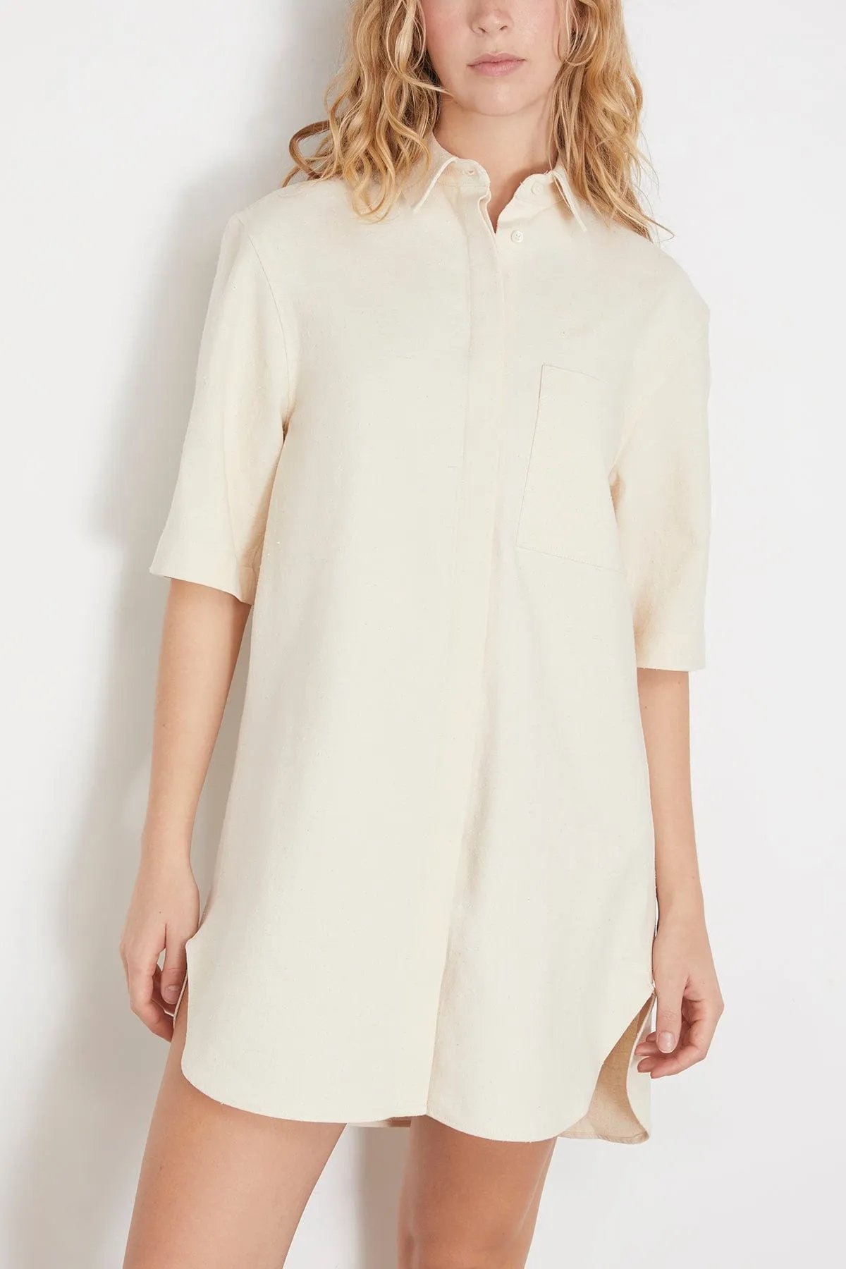 Basava Shirt Dress in Rice Ivory