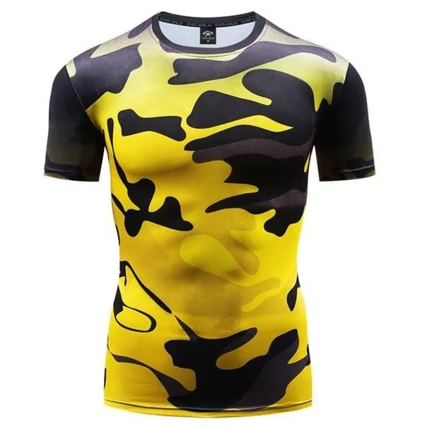 Camouflage Compression 'Liquid | Yellow' Short Sleeve Rashguard