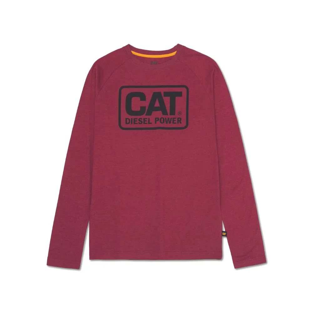 CAT Diesel Power Men's Long Sleeve Work T-Shirt 1010049 - Heather Red