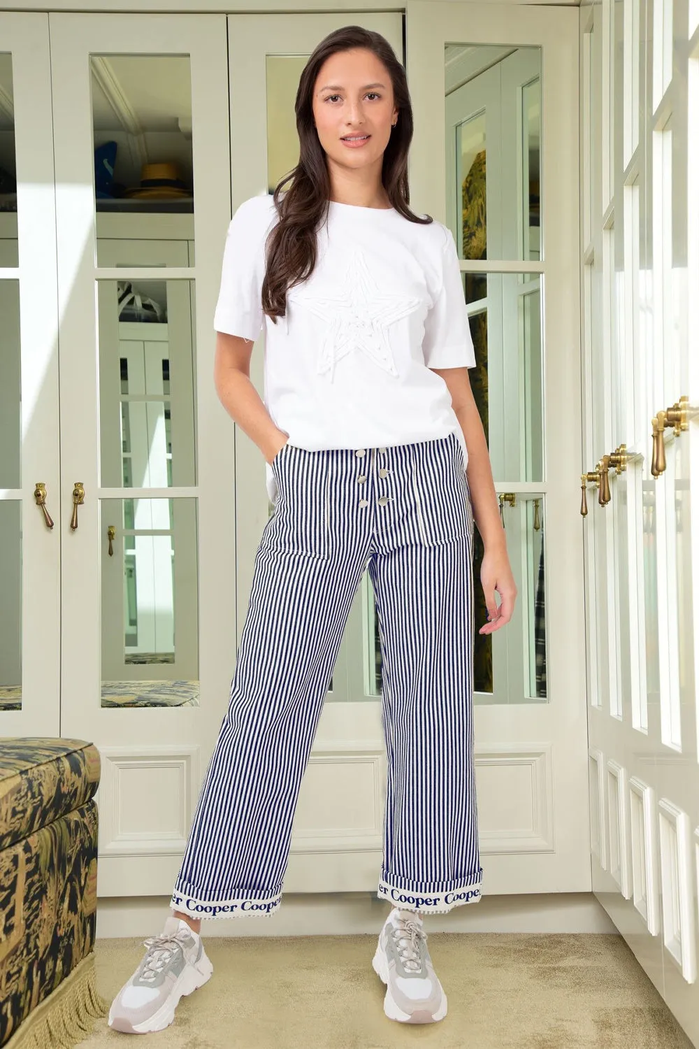 COOPER HOLD THE LINE TROUSER NAVY STRIPE