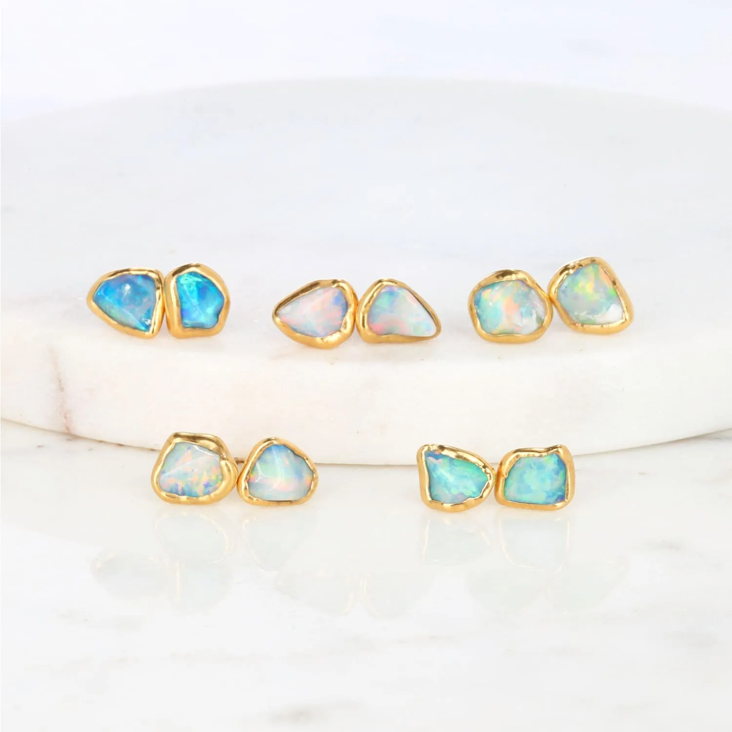 Dainty Raw Australian Opal Stud Earrings