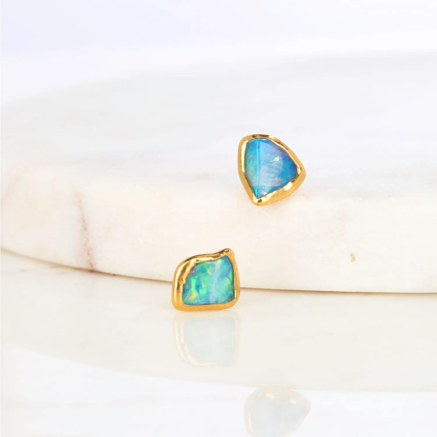 Dainty Raw Australian Opal Stud Earrings