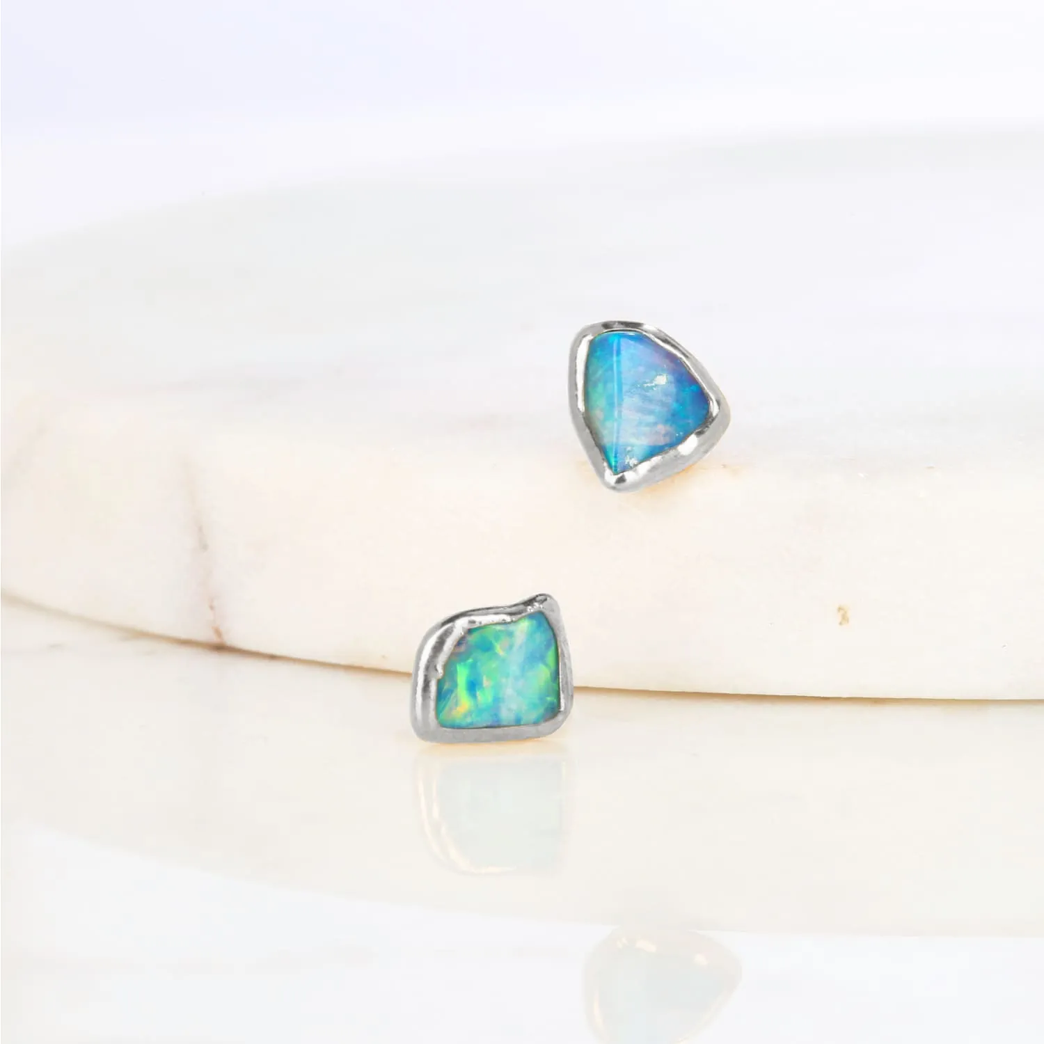 Dainty Raw Australian Opal Stud Earrings