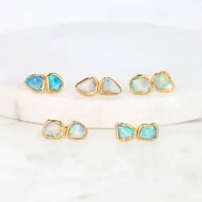 Dainty Raw Australian Opal Stud Earrings