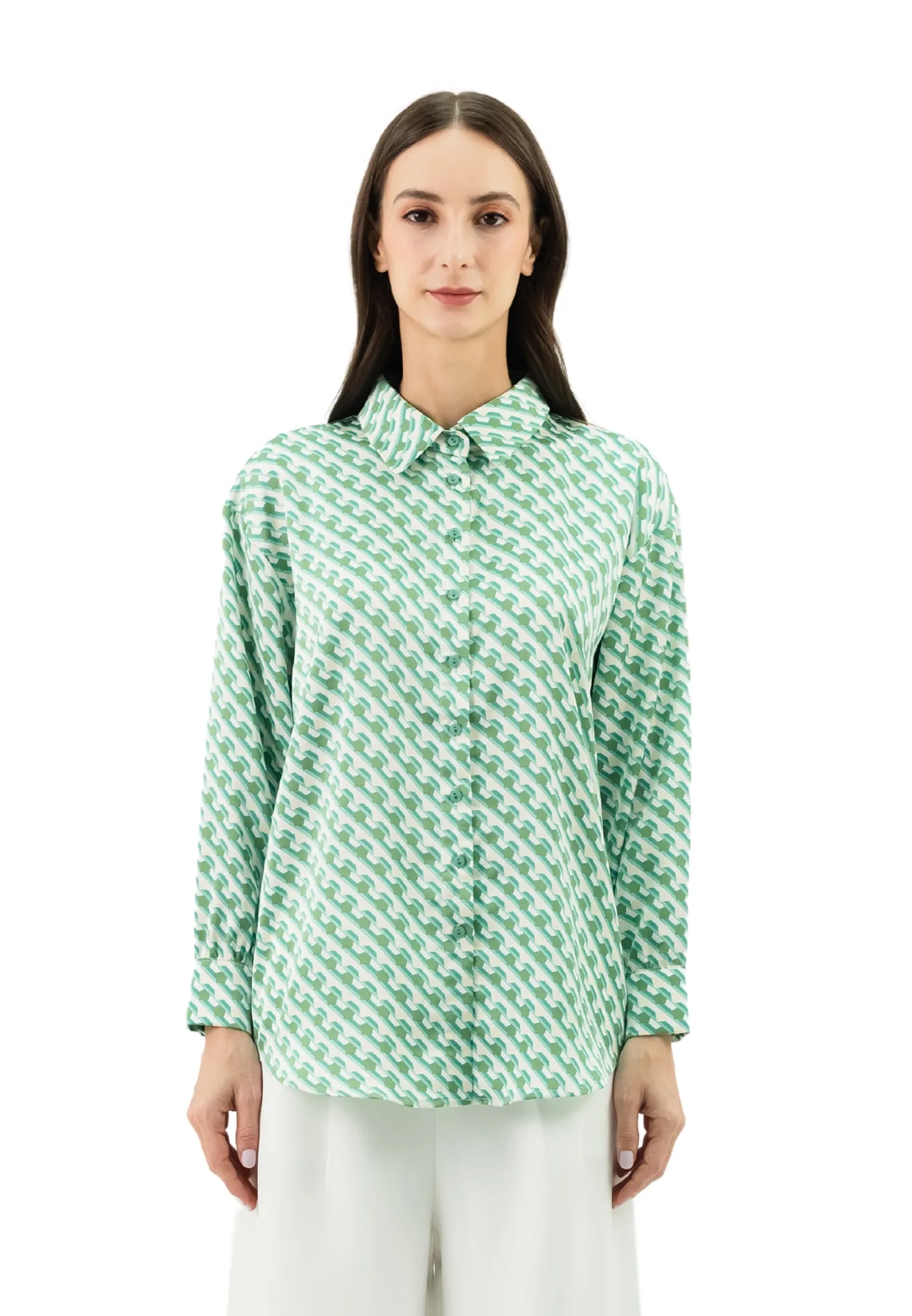 DAISY By VOIR Geometric Print Button Shirt