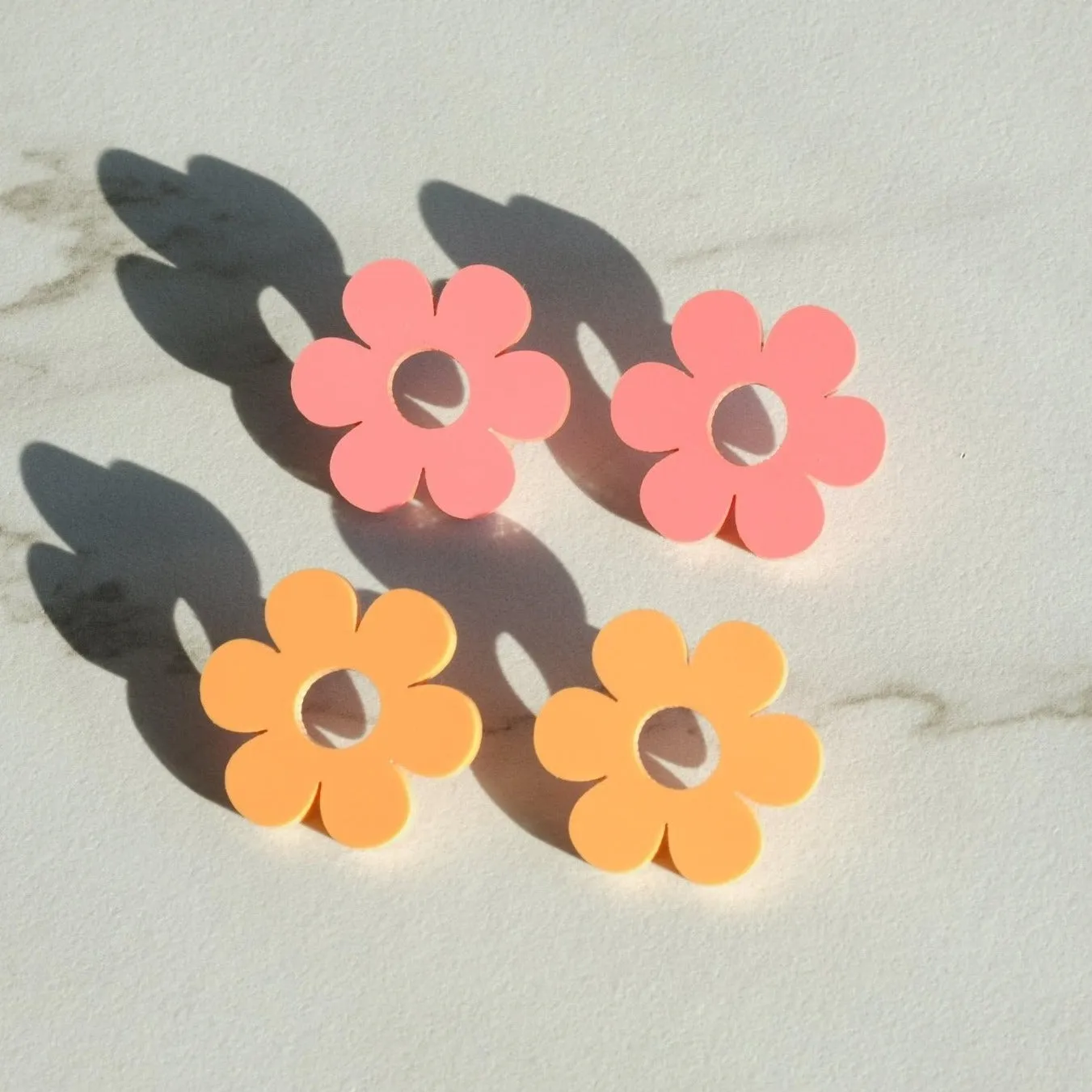 Daisy Earrings - Candy Pink Acrylic Statement Studs