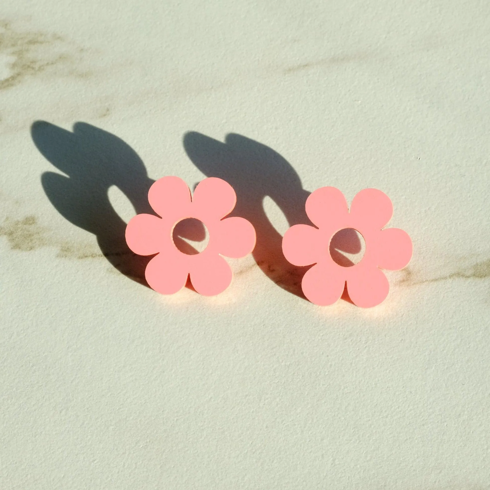 Daisy Earrings - Candy Pink Acrylic Statement Studs