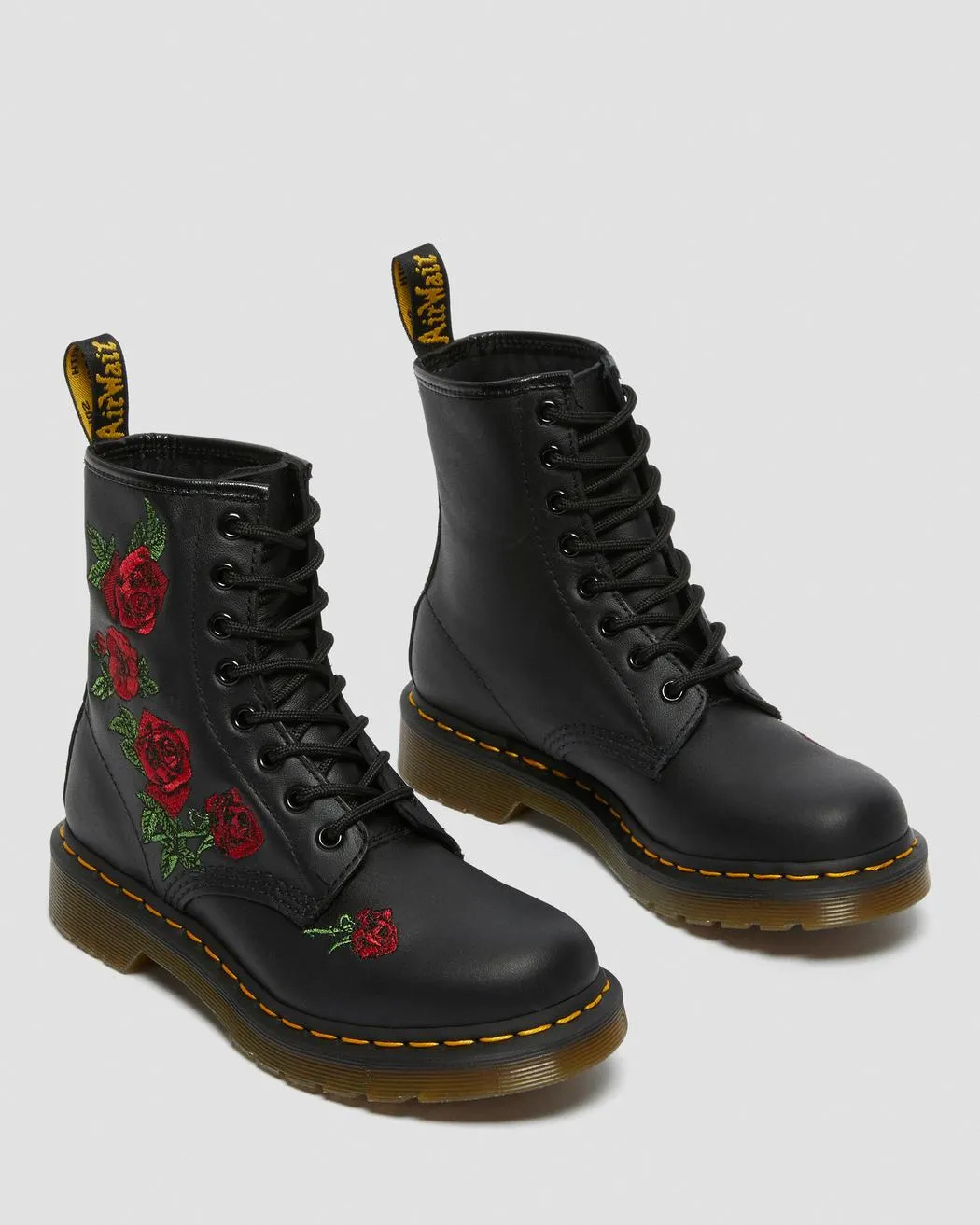 Dr Martens Women's 1460 VONDA FLORAL LEATHER LACE UP BOOTS (Black Softy)