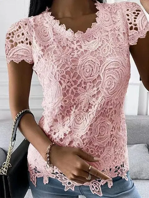 Elegant Vintage Lace Shirt Blouse for Women