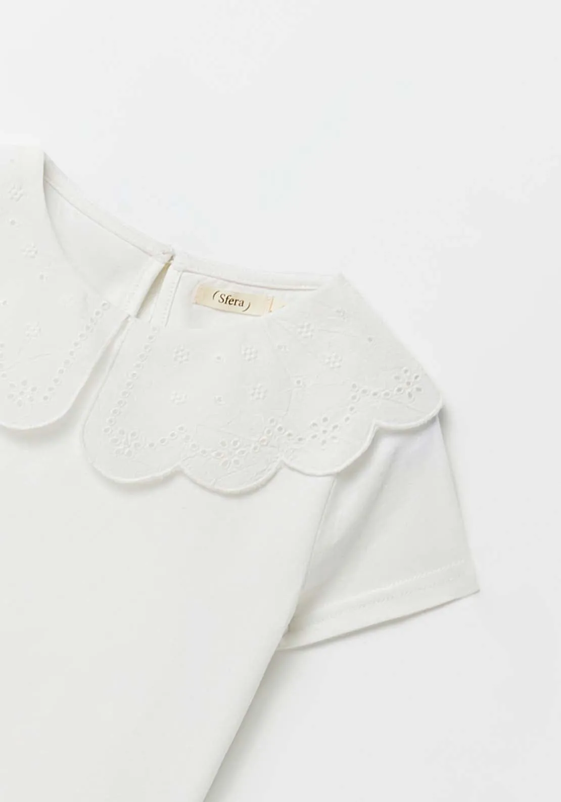 Embroidered Collar T-Shirt - White