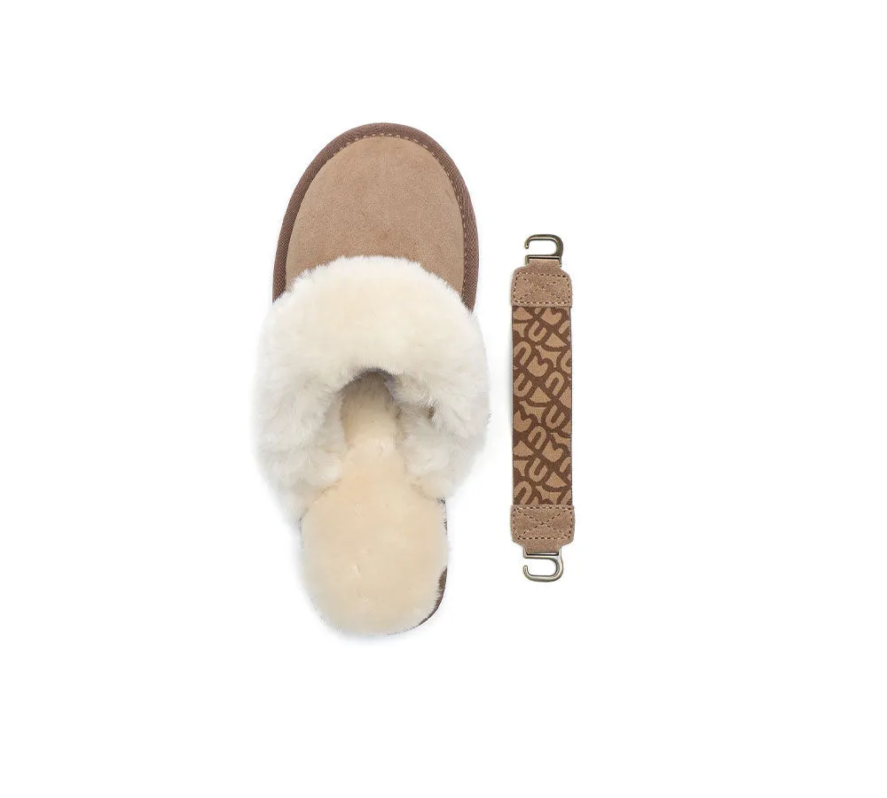 EVERAU Removable Strap Slingback Sheepskin Slippers Lonsdale