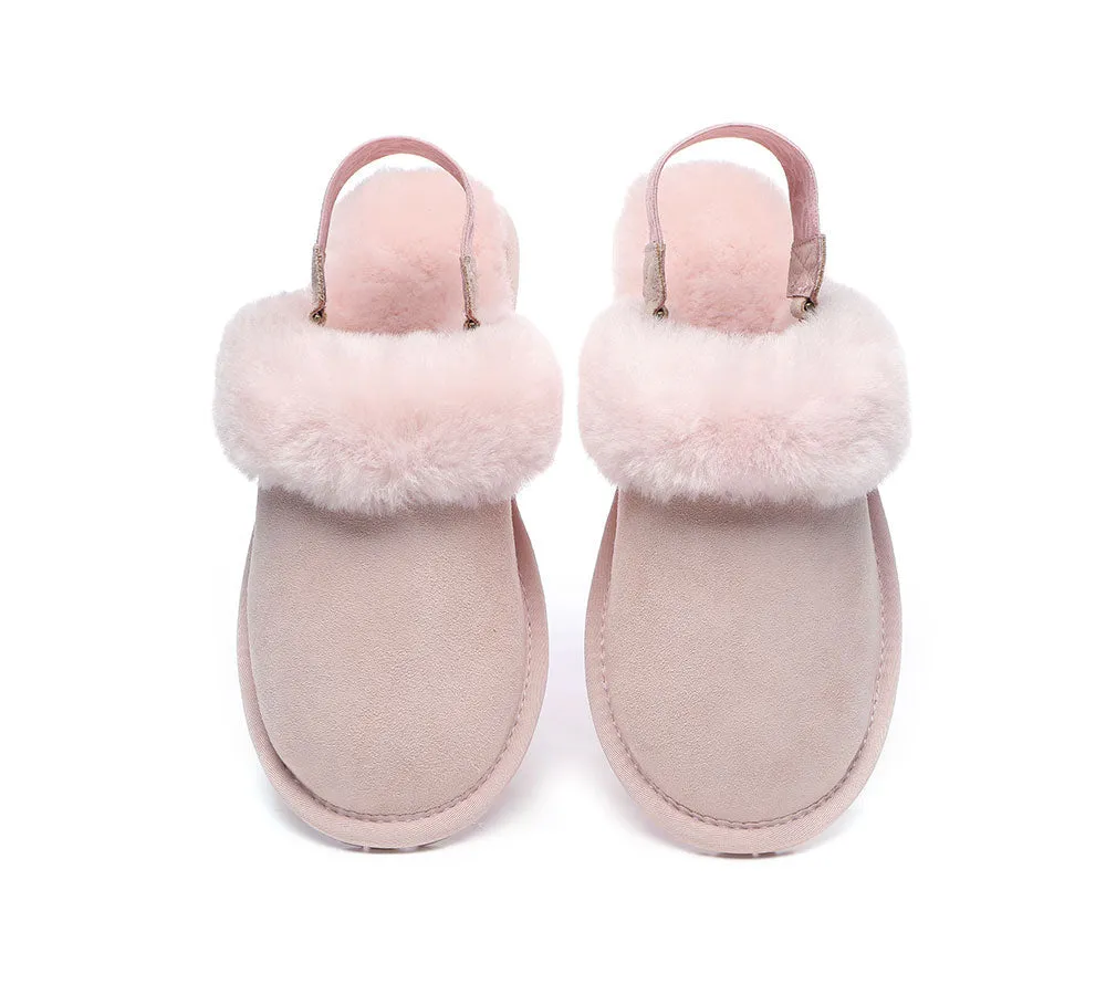 EVERAU Removable Strap Slingback Sheepskin Slippers Lonsdale