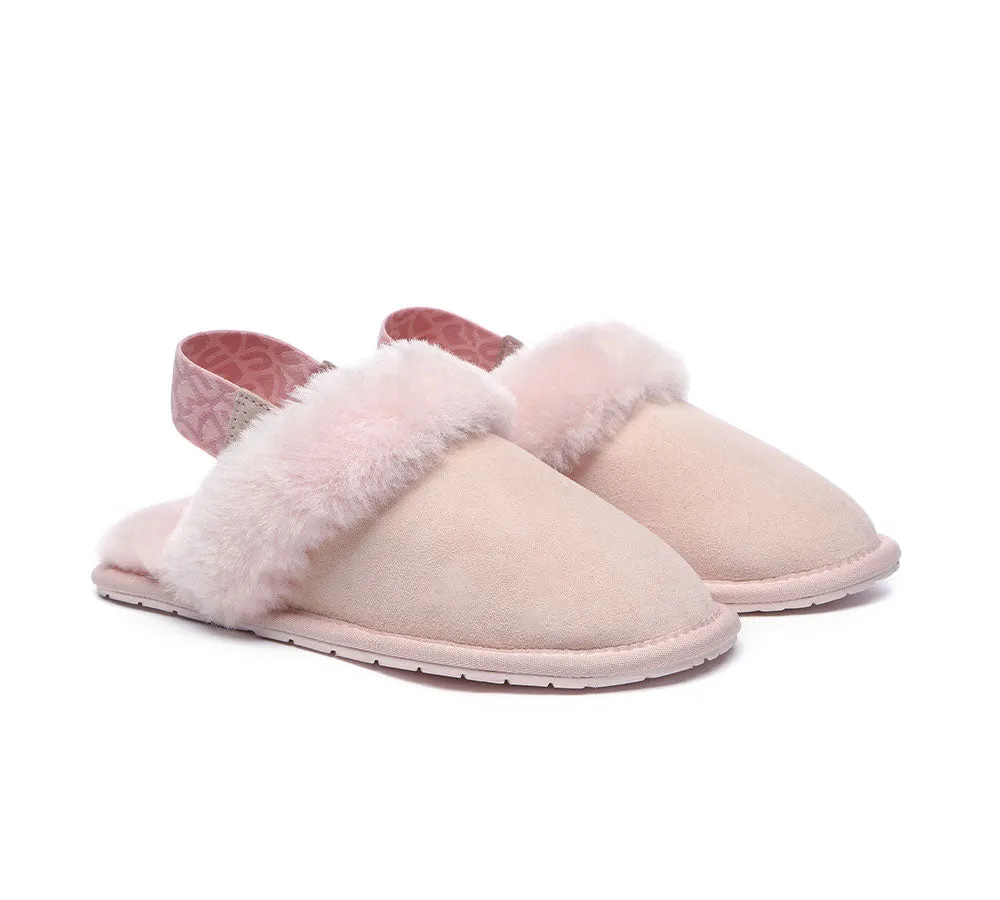 EVERAU Removable Strap Slingback Sheepskin Slippers Lonsdale