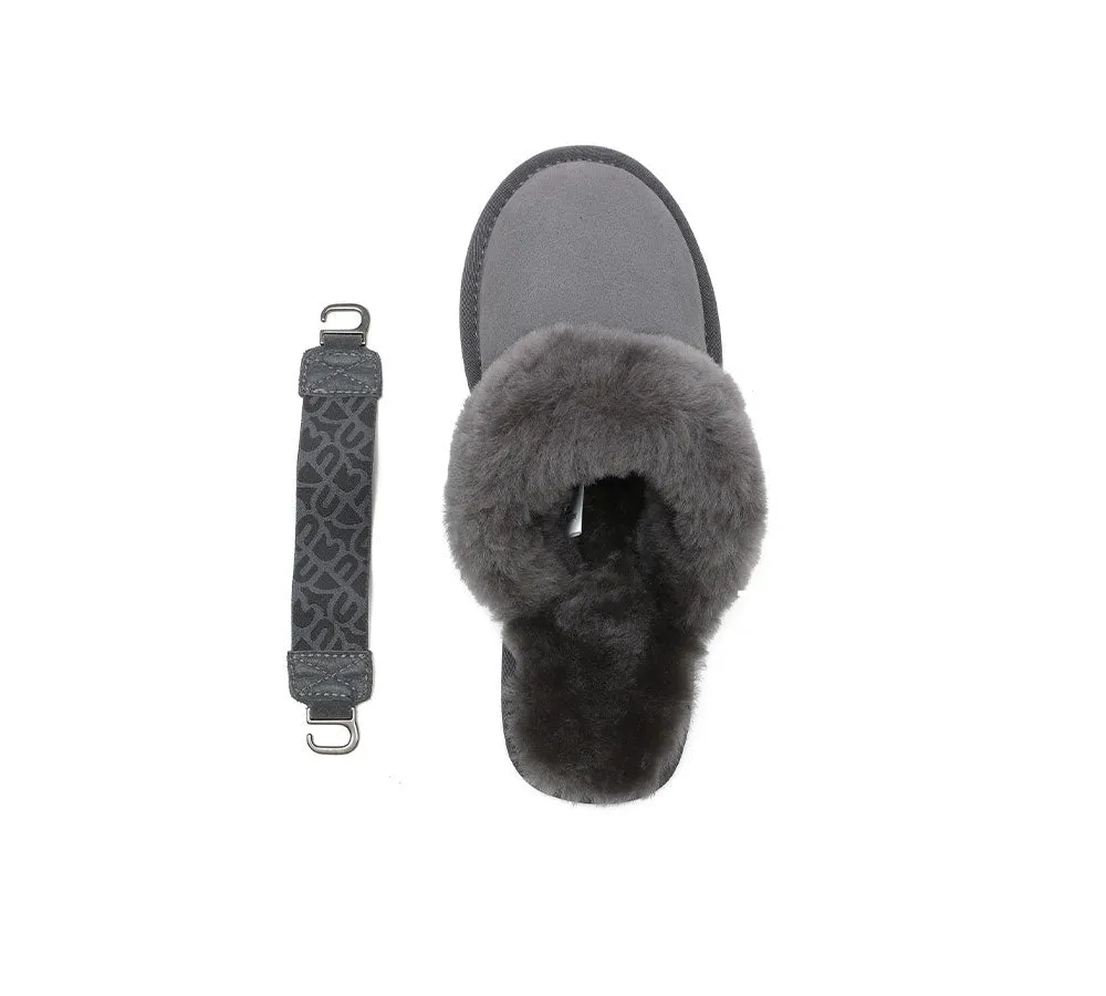 EVERAU Removable Strap Slingback Sheepskin Slippers Lonsdale