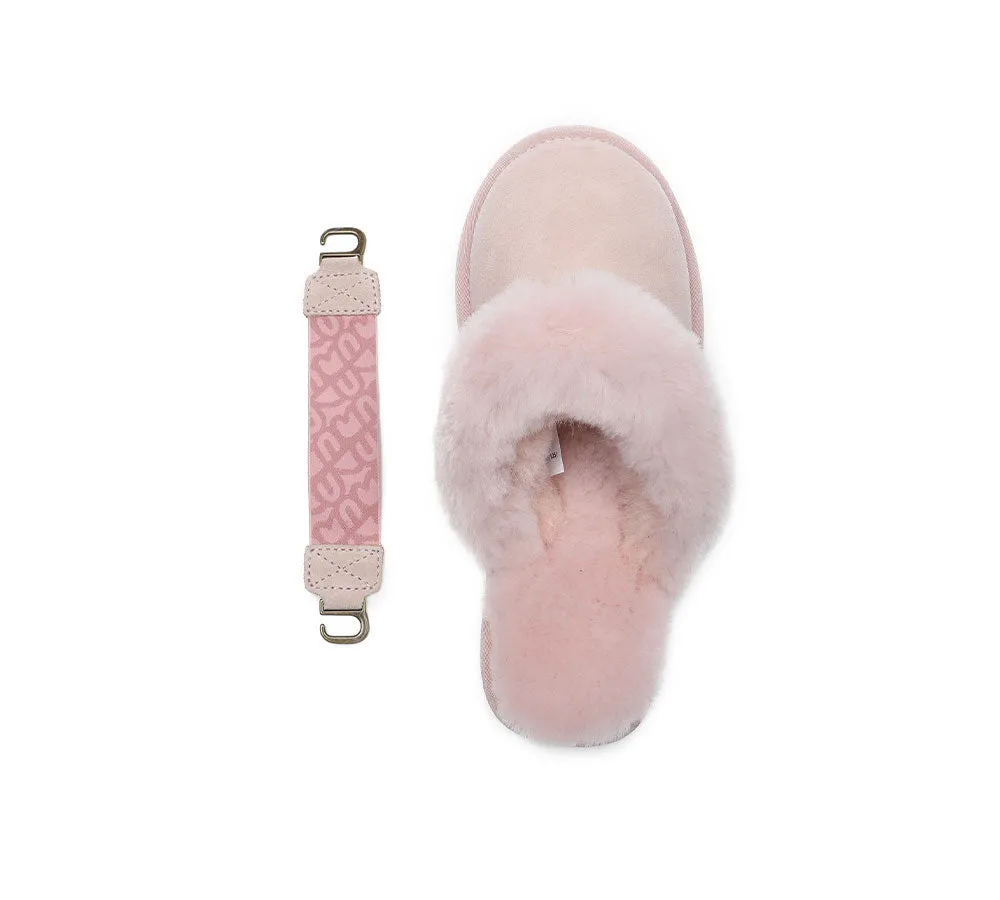 EVERAU Removable Strap Slingback Sheepskin Slippers Lonsdale