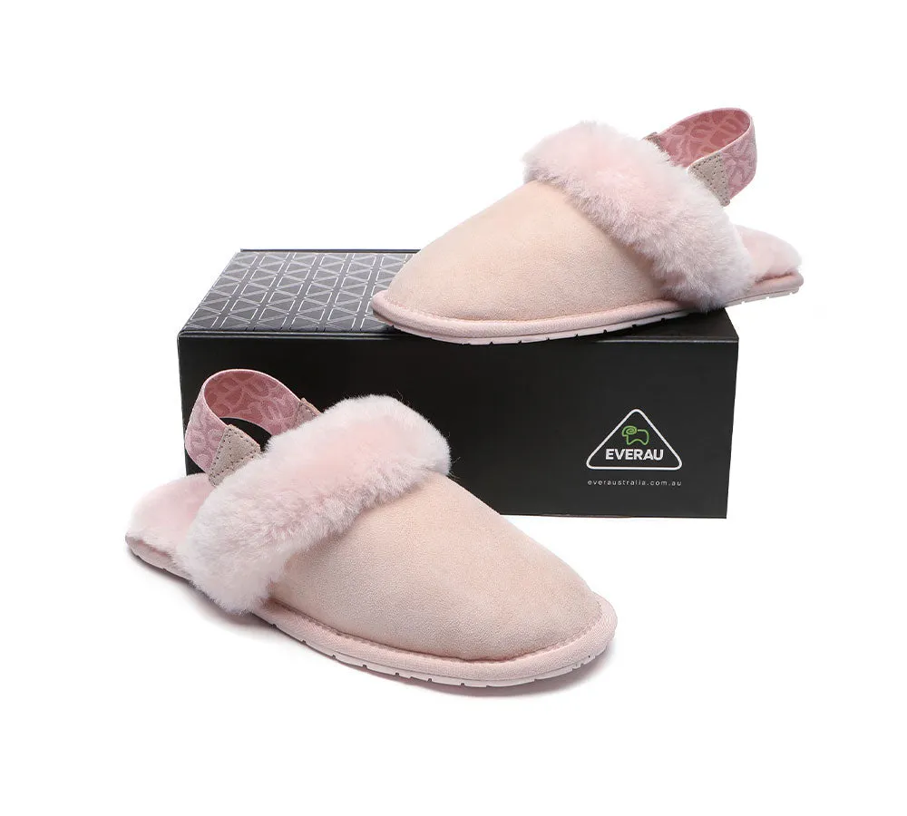 EVERAU Removable Strap Slingback Sheepskin Slippers Lonsdale