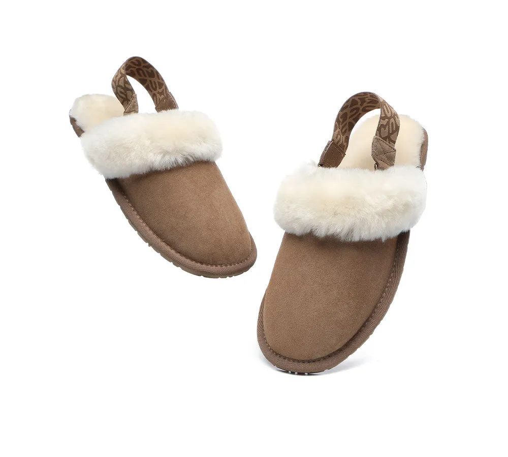 EVERAU Removable Strap Slingback Sheepskin Slippers Lonsdale