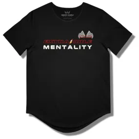 Extra Mile Mentality Curved Hem T Shirt - Black - White / Red