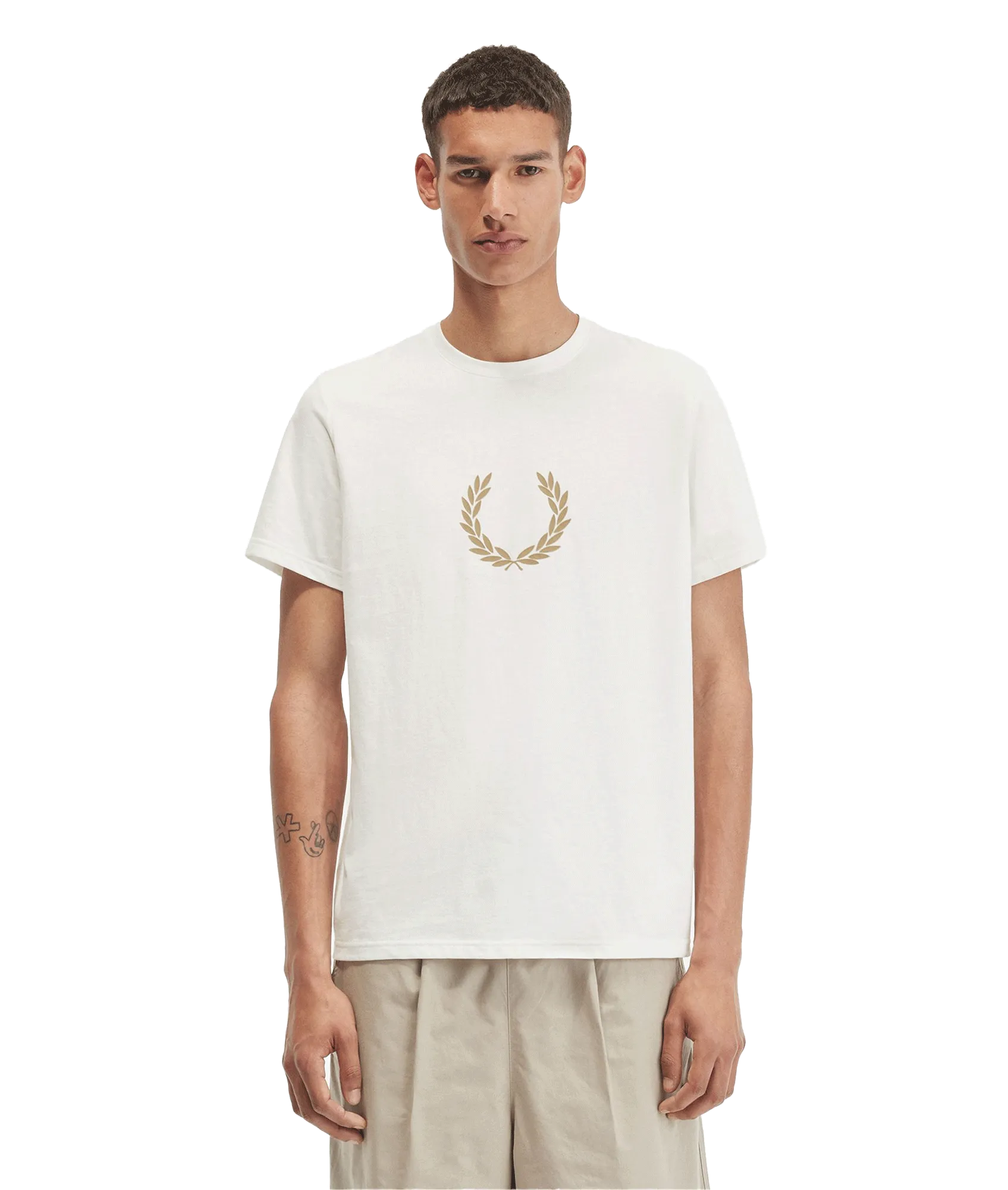 Flocked Laurel Wreath T-Shirt - White