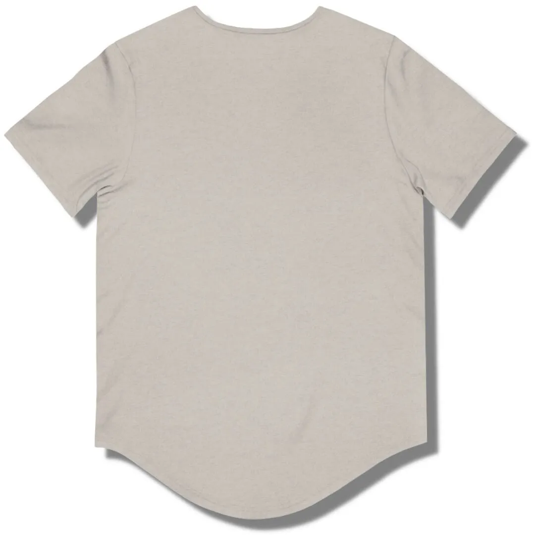 Focus Curved Hem T Shirt - Cool Grey / Heather - Black / Red