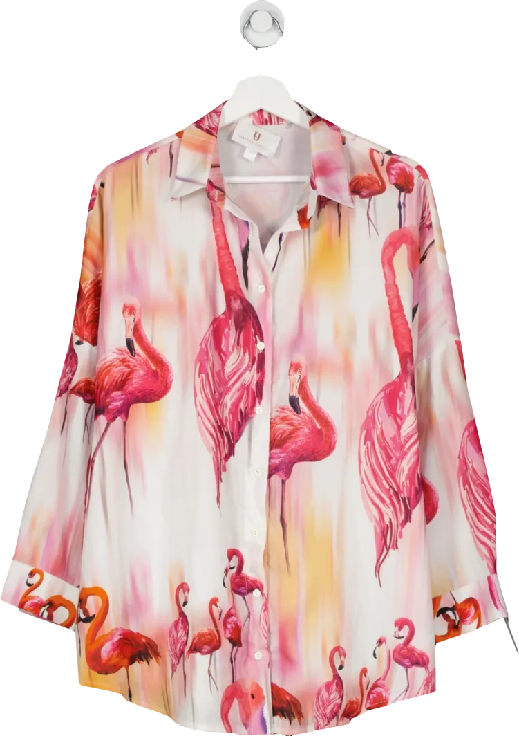 Forever Unique Pink Flamingo Print Shirt UK S/M