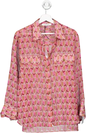 Gerard Darel Pink Cotton/silk Blend Patterned Shirt UK XL