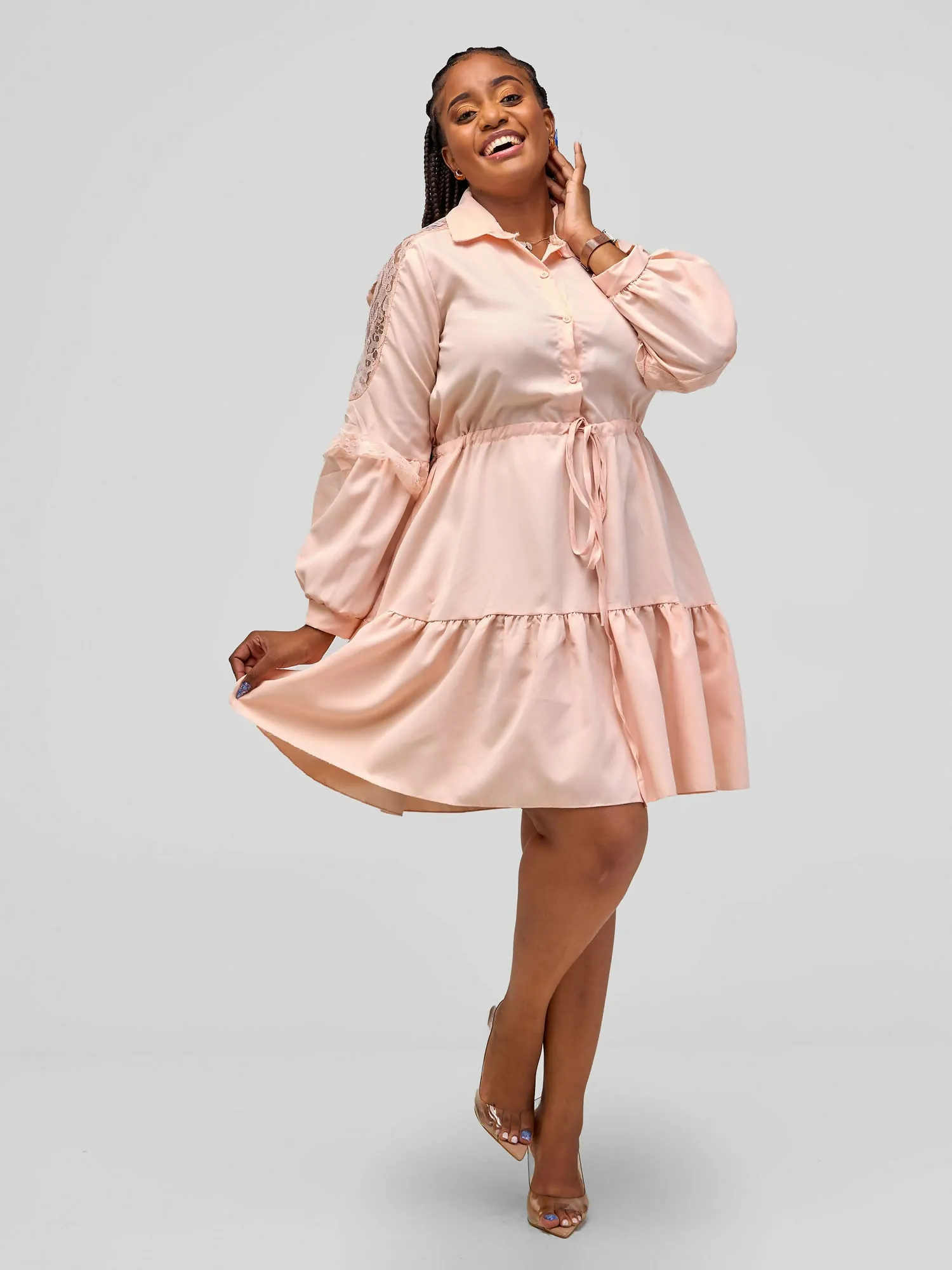 Gloshe Short Skater Dress - Pink Print