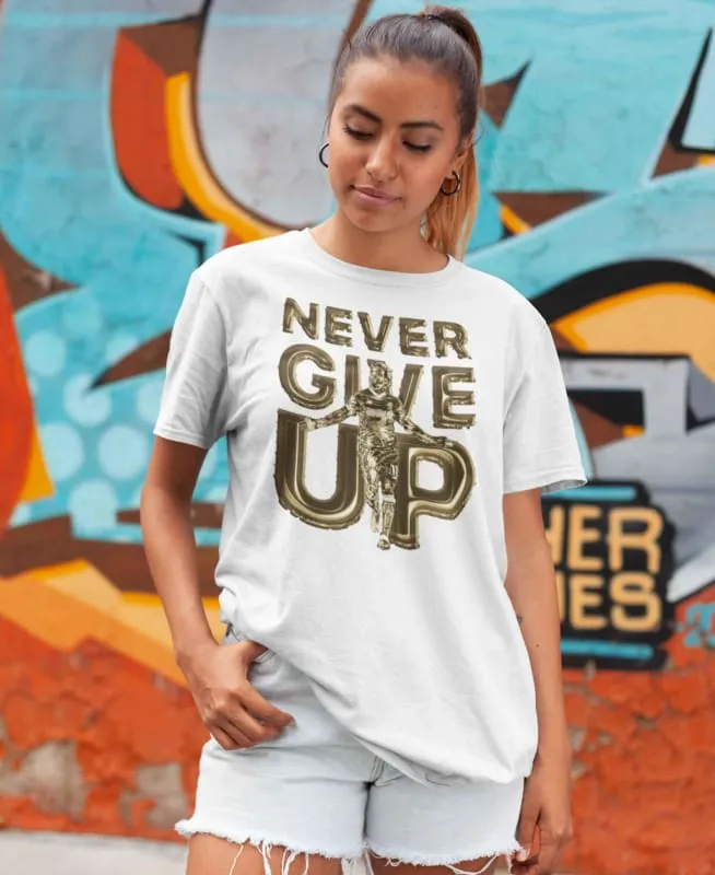 Golden Boy Mo Salah Never Give up - Digital Graphics Basic T-shirt White