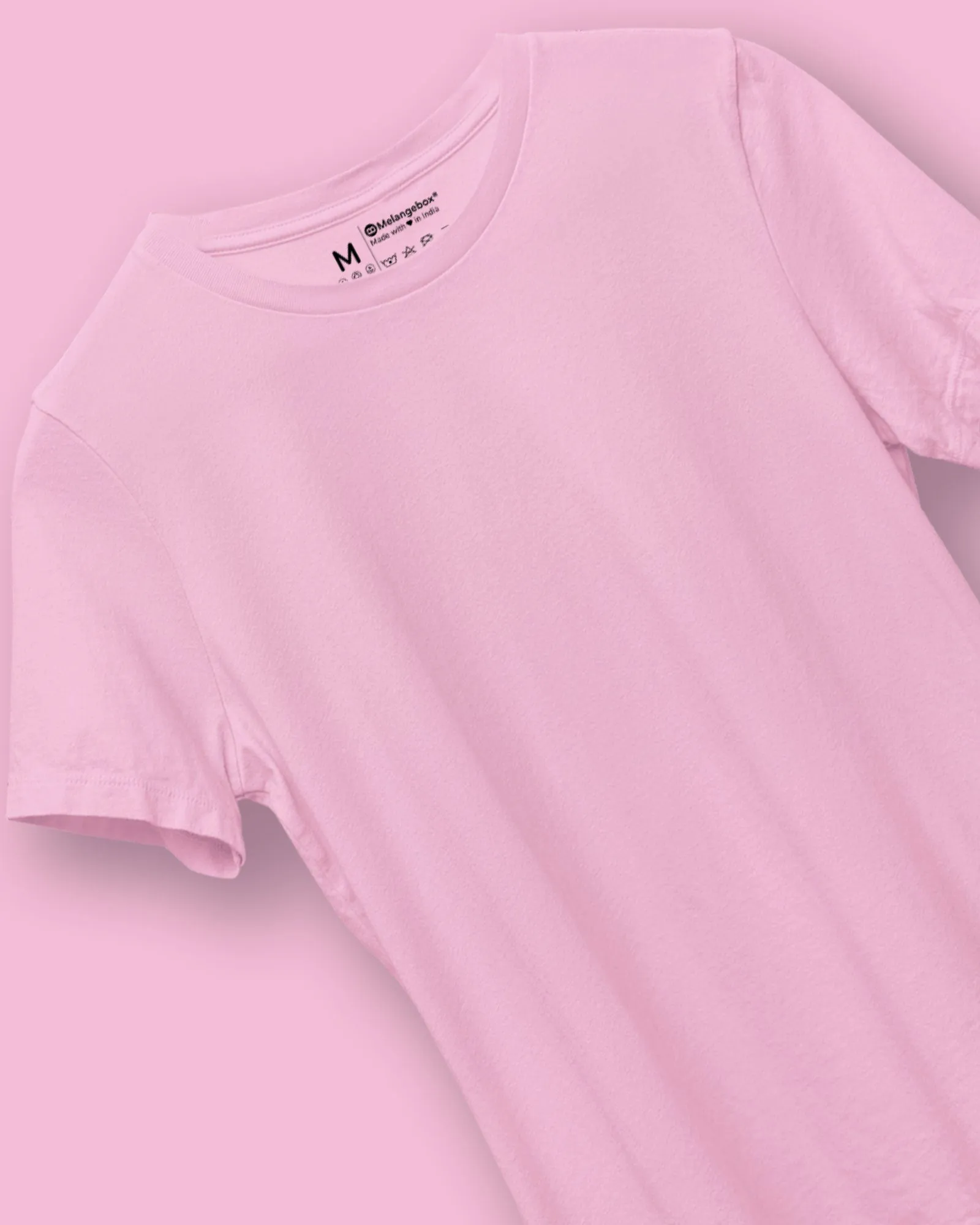 Half Sleeves Crew Neck: Baby Pink