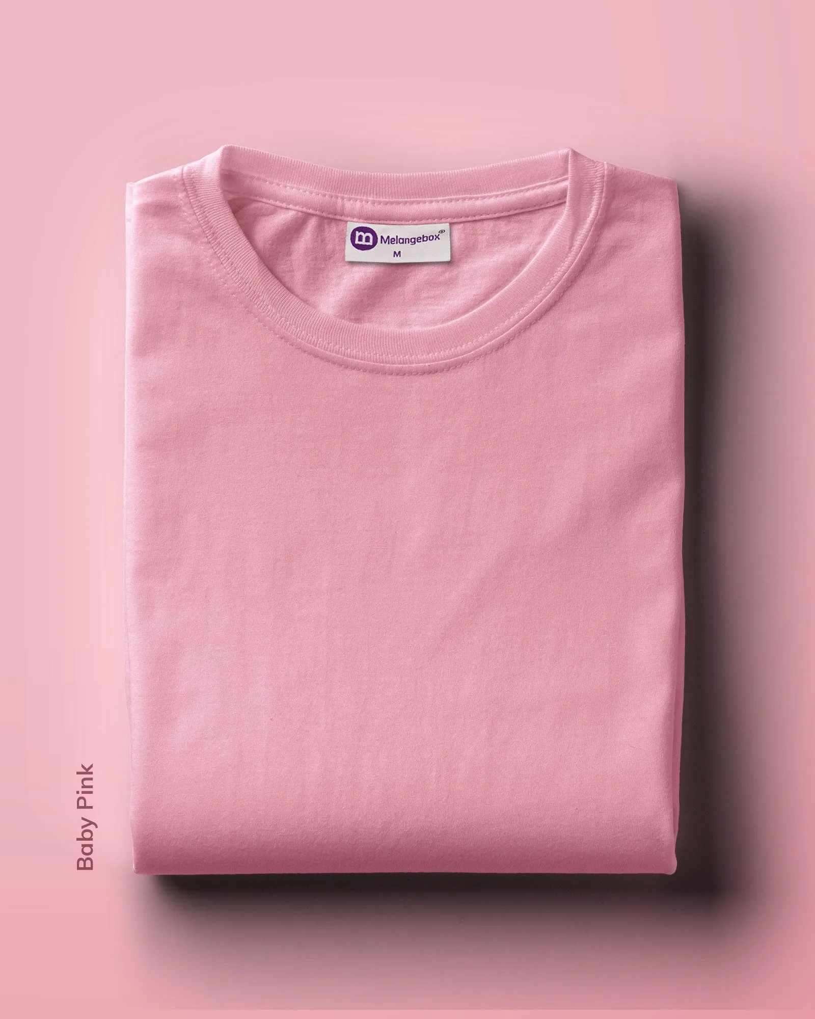 Half Sleeves Crew Neck: Baby Pink