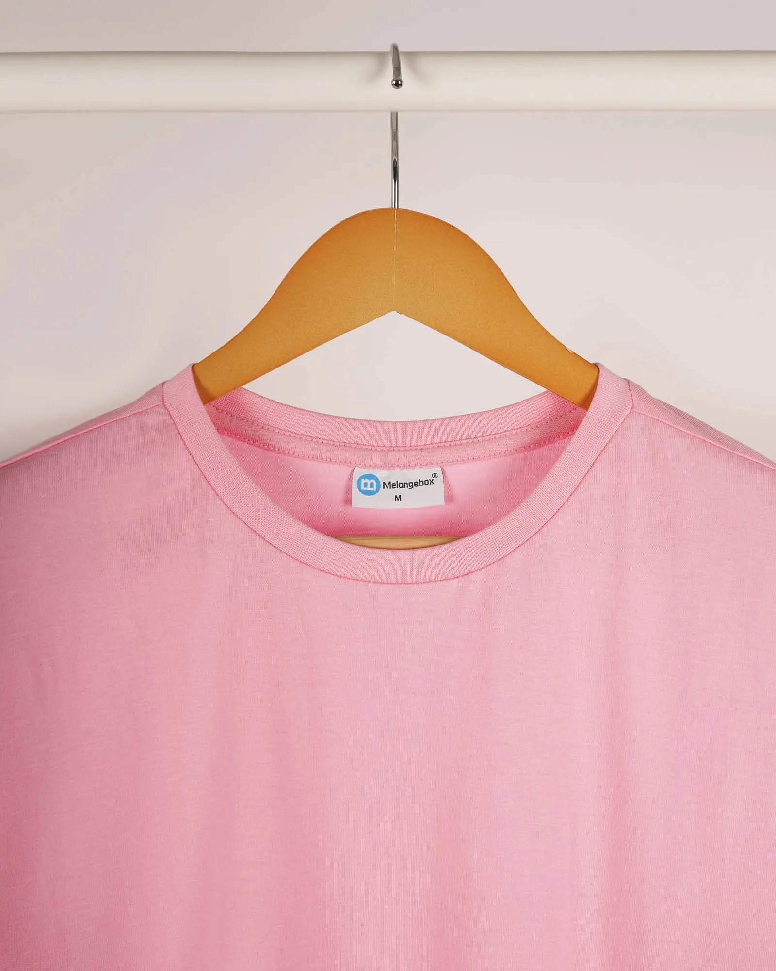 Half Sleeves Crew Neck: Baby Pink