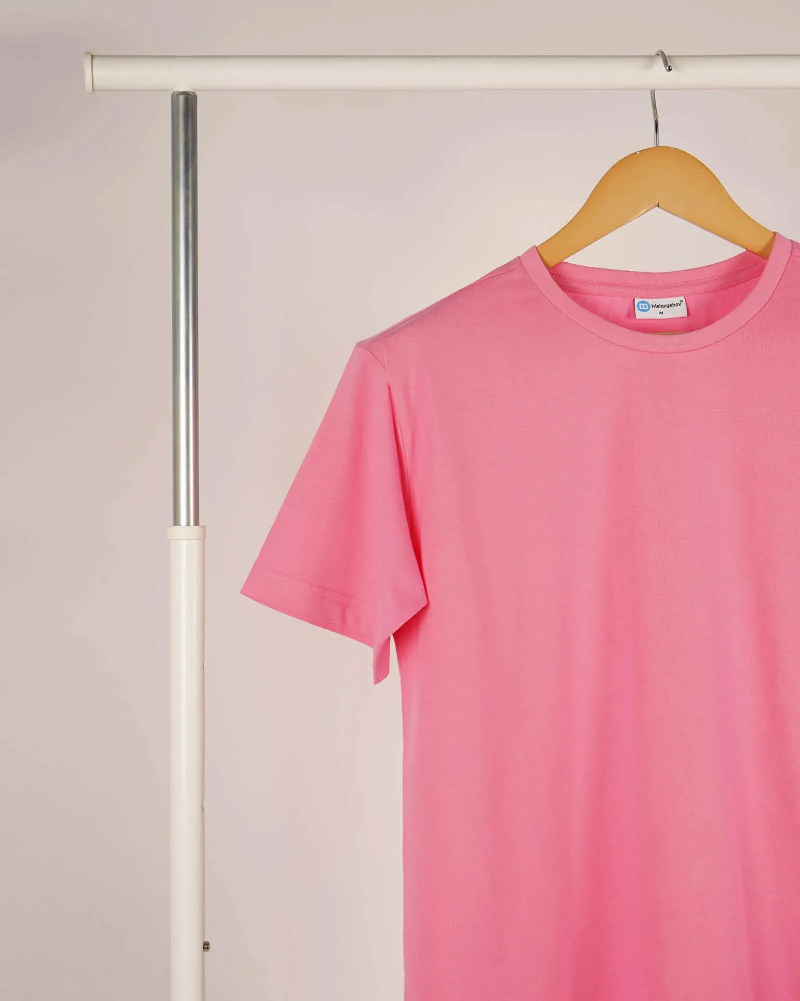 Half Sleeves Crew Neck: Salmon Pink