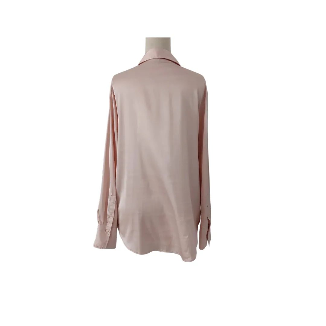 H&M Light Pink Satin Collared Shirt | Pre Loved |